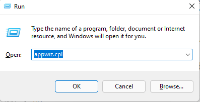 Enter appwiz.cpl