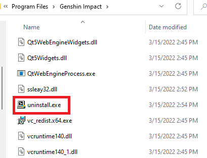  Locate uninstall .exe folder