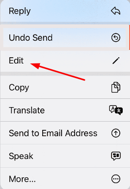 Steps to Edit a Sent message on iPhone