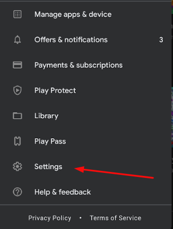 Select Settings option