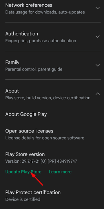 Steps to Update Play Store App