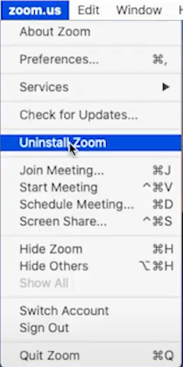 Method to Uninstall Zoom on mac