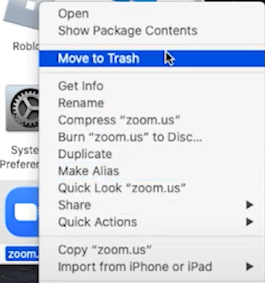 To Uninstall Zoom on Mac using Trash