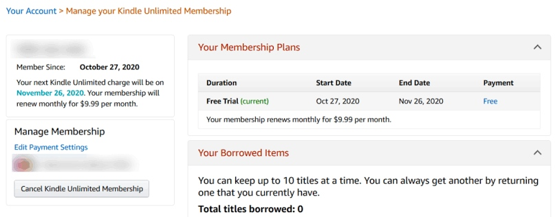 Select Cancel Kindle Unlimited Membership