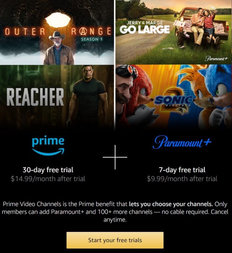 how to get paramount plus free trial through amazon prime