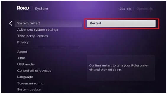 Restart Roku