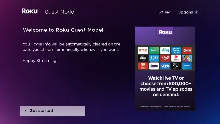 Roku Guest Mode