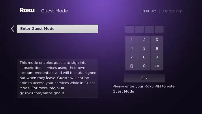 Roku Guest Mode