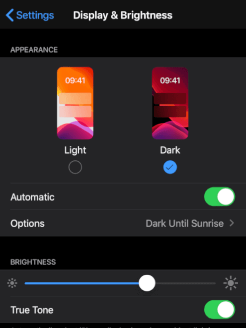 Select Dark mode