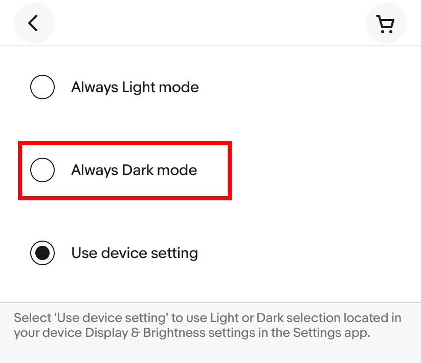 eBay Dark Mode