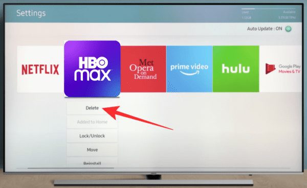Method to delete HBO max app on Samsung Smart TV