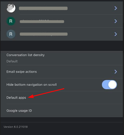 Select Default app option