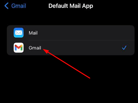 Select Gmail from the list