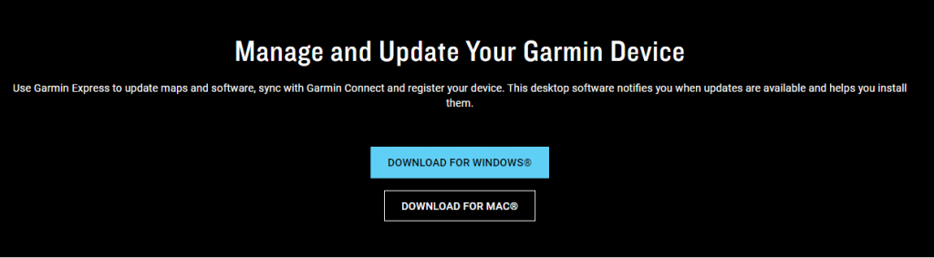 Select your PC to Download Garmin Express