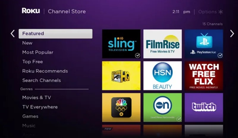 Apps on Roku OS