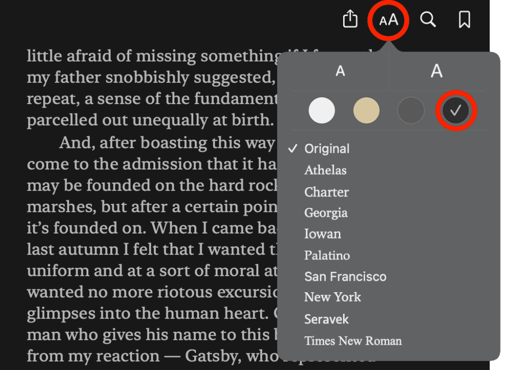 Apple Books Dark Mode 