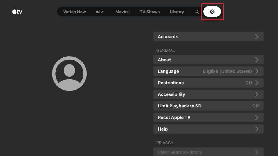 Apple TV on Sky Q- select the Settings >> Accounts
