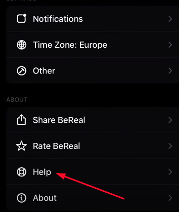 Select Help button on the profile options