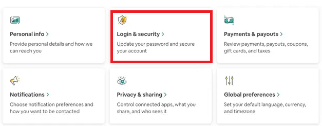 Airbnb Login & security setting