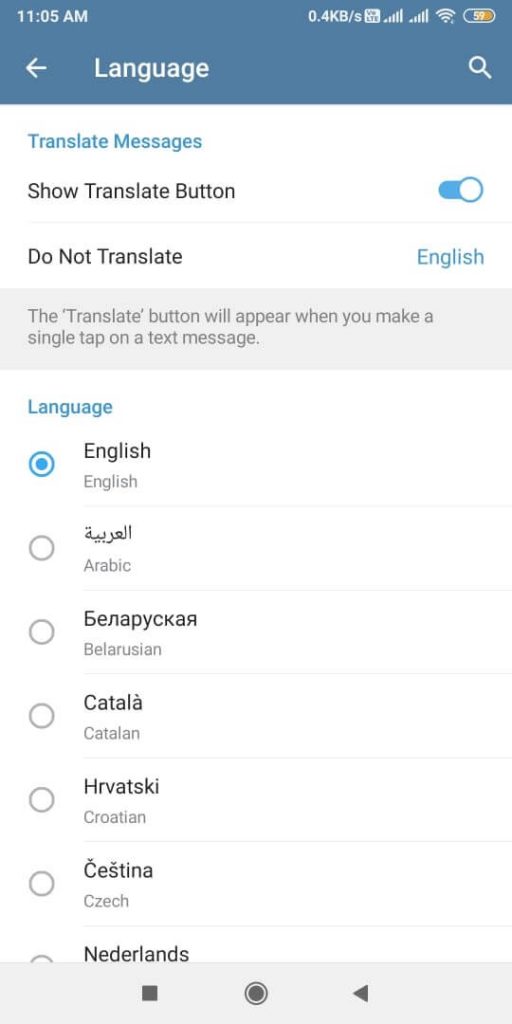 Change Language on Telegram