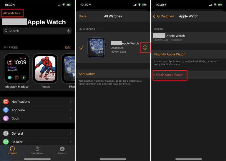 Unpair your Apple Watch