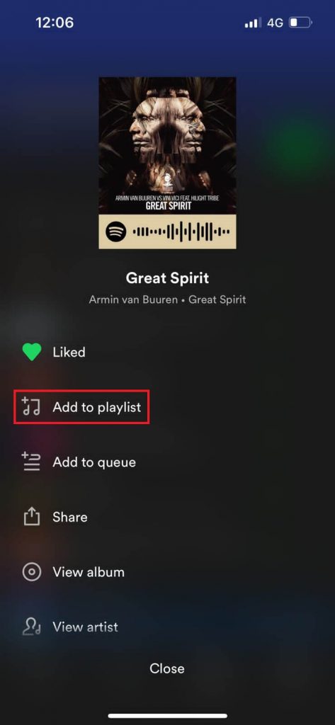click on Add to Playlist option.
