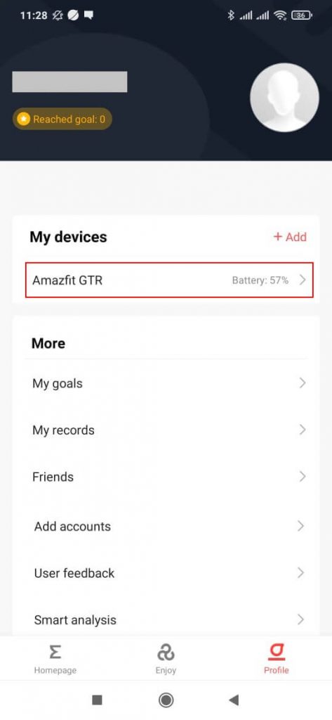 Reset Amazfit through smartphone