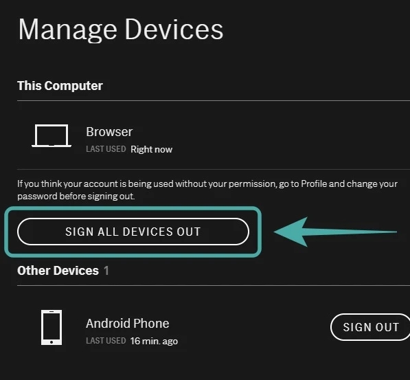  Click Sign all devices out