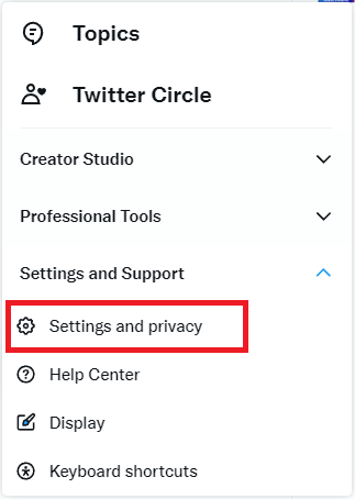  select Settings and Privacy.