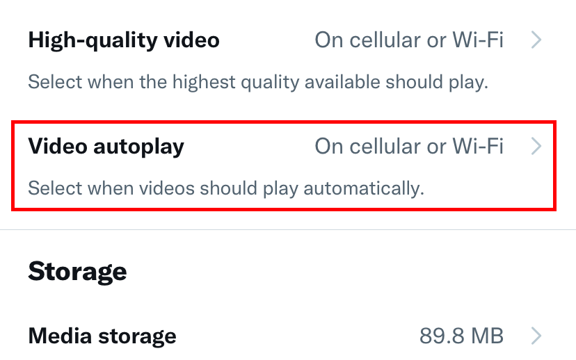 select Video autoplay.