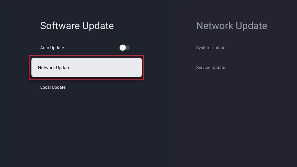 Select Network Update to Update TCL TV