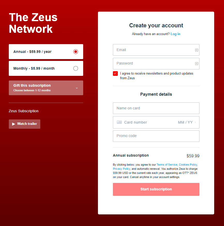 Sign up Zeus Network