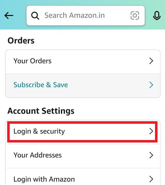 select Login & security option
