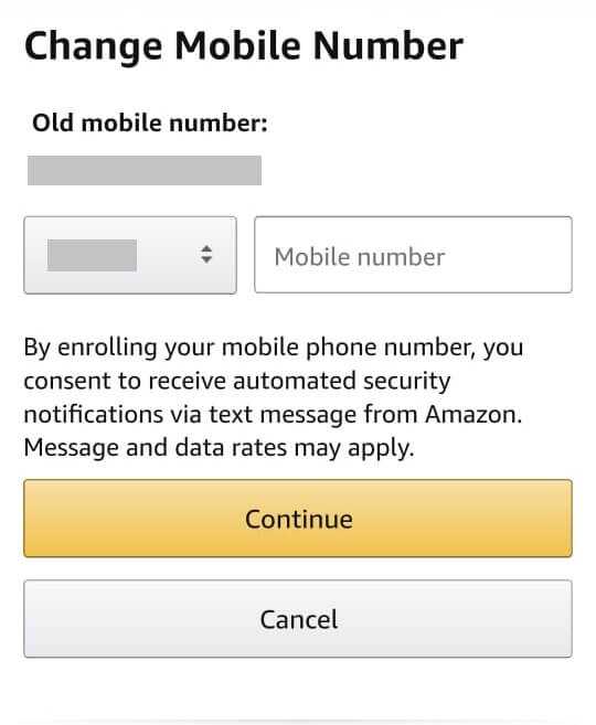 Change phone number on Amazon app