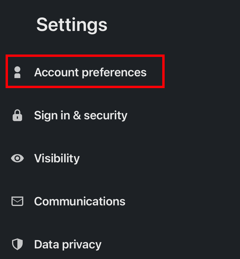 Account preferences