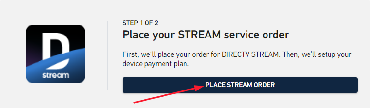 Click on Place Stream order to get the free trial of DirecTV