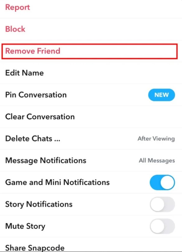 Removing Snapchat friend to hide score