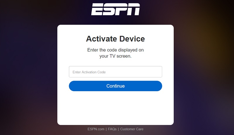 Type the Activation code and click Continue.