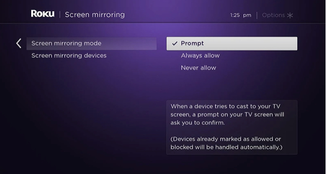 Enable Screen mirroring.