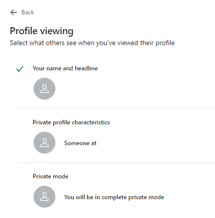 Click on Private mode option on Profile viewing option