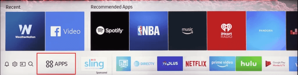 Select AApps on Samsung TV home screen