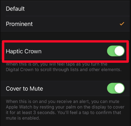 To turn off Crown Haptics