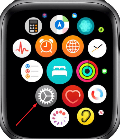 Click Settings option on your Apple Watch using Digital crown