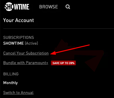 To cancel the free trial of Showtime
