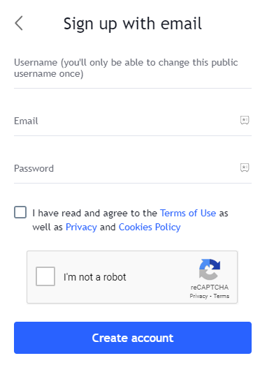Enter your personal details and create an account on TradingView