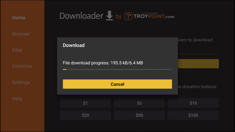 Wait for the TiviMate apk file to download on Firestick.