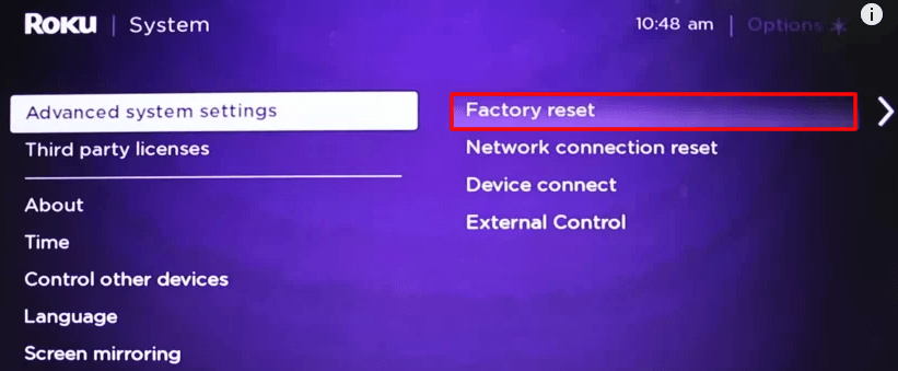 To perform Reset on Sharp Roku TV