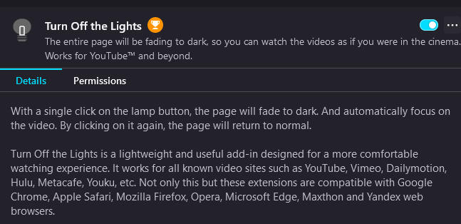 Turn off the Lights extension