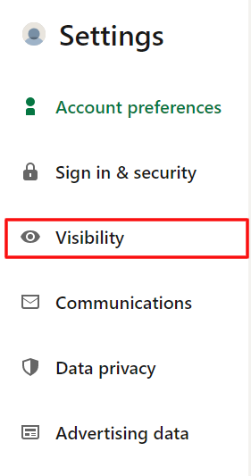 Click on Visibility option