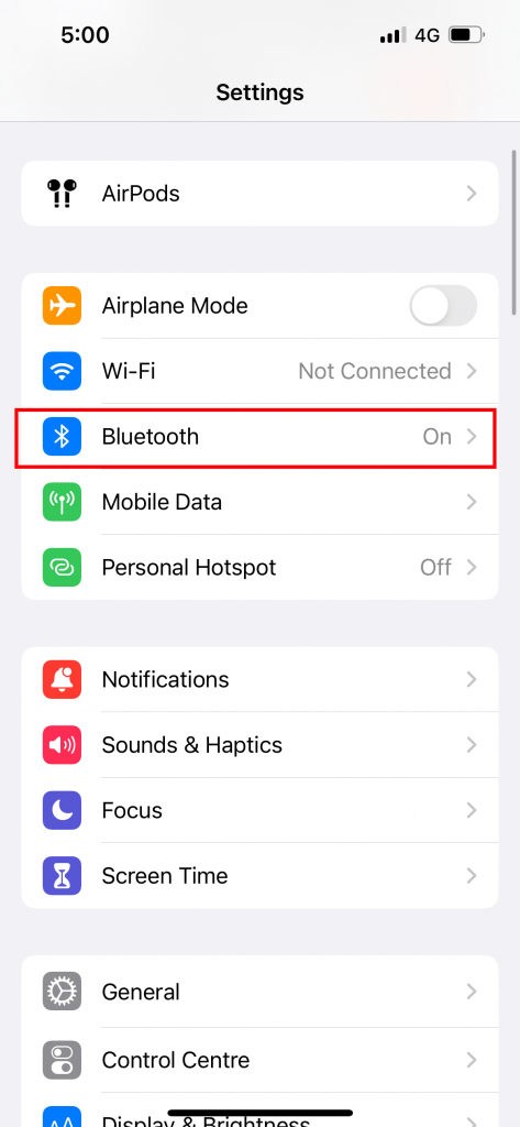 select the Bluetooth option.